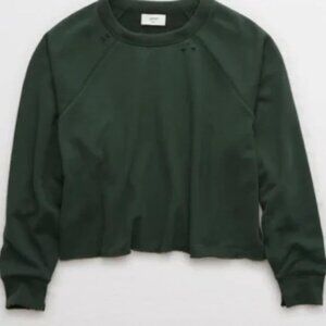 Aerie Sunday Soft Distressed Crew Sweatshirt